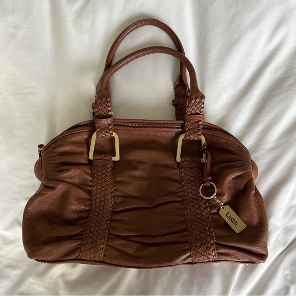 NWOT Luce Cognac Leather Shoulder Bag - Picture 1 of 7